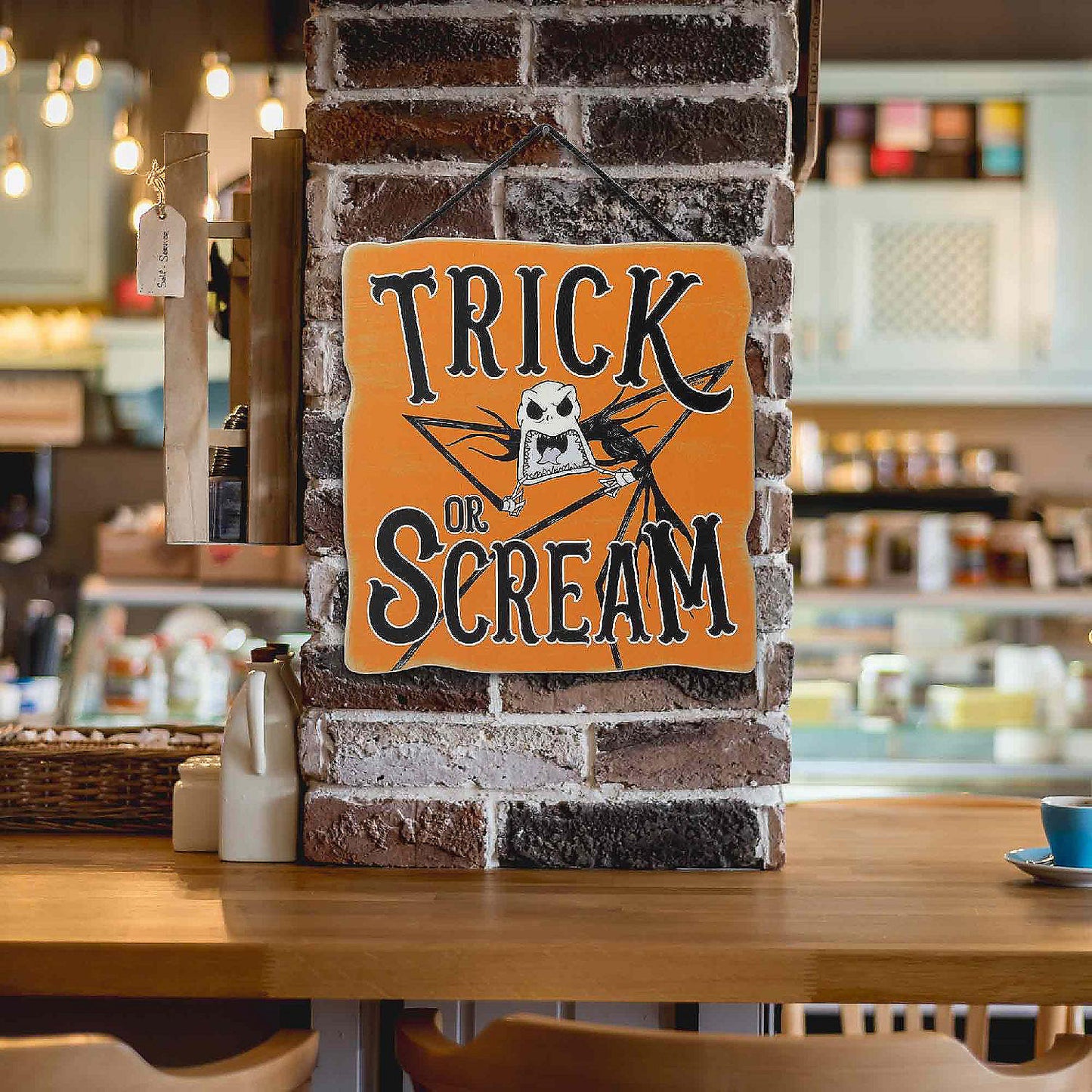 Disney 11x11 The Nightmare Before Christmas Trick or Scream Halloween Wood Wall Decor | USA Decoration®