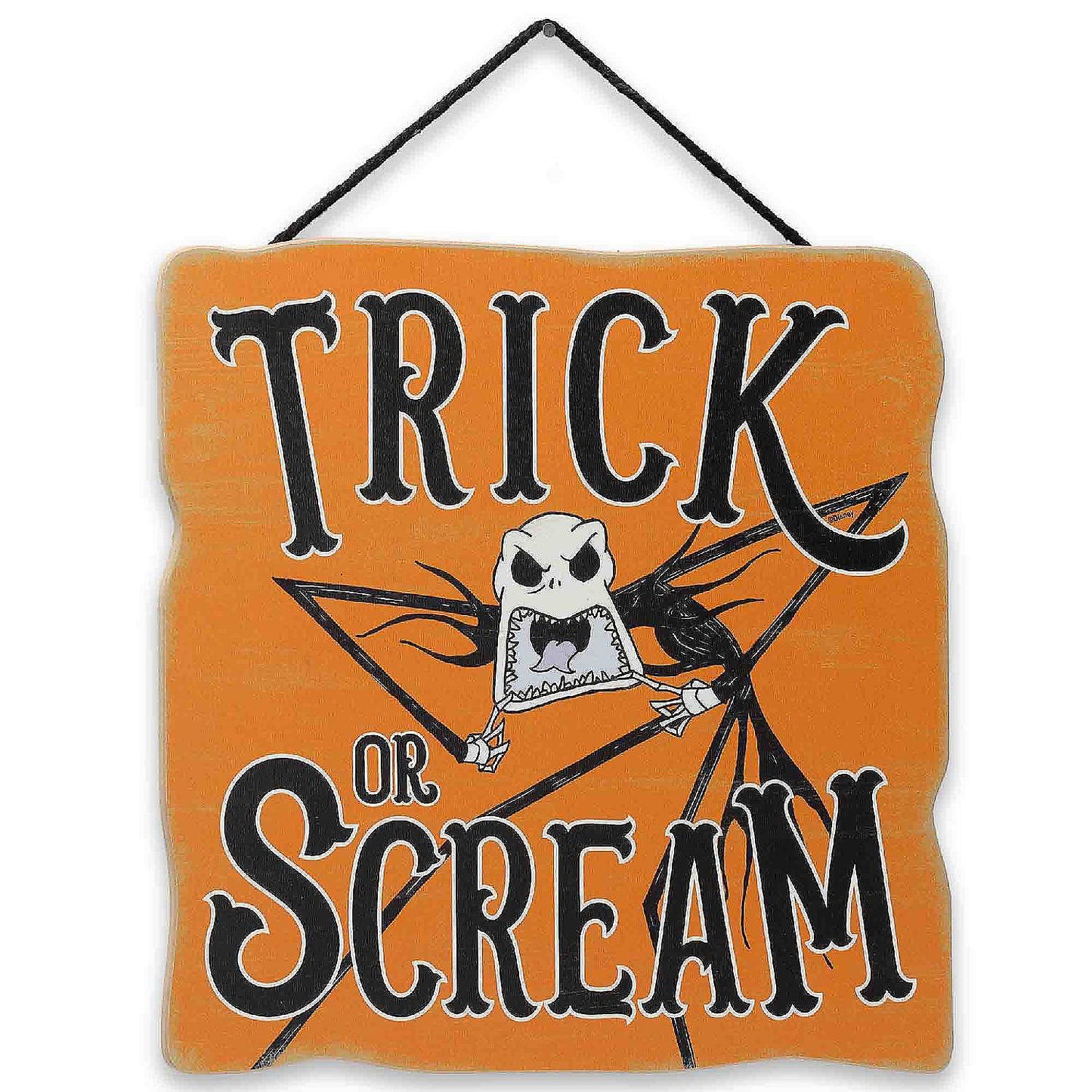 Disney 11x11 The Nightmare Before Christmas Trick or Scream Halloween Wood Wall Decor | USA Decoration®