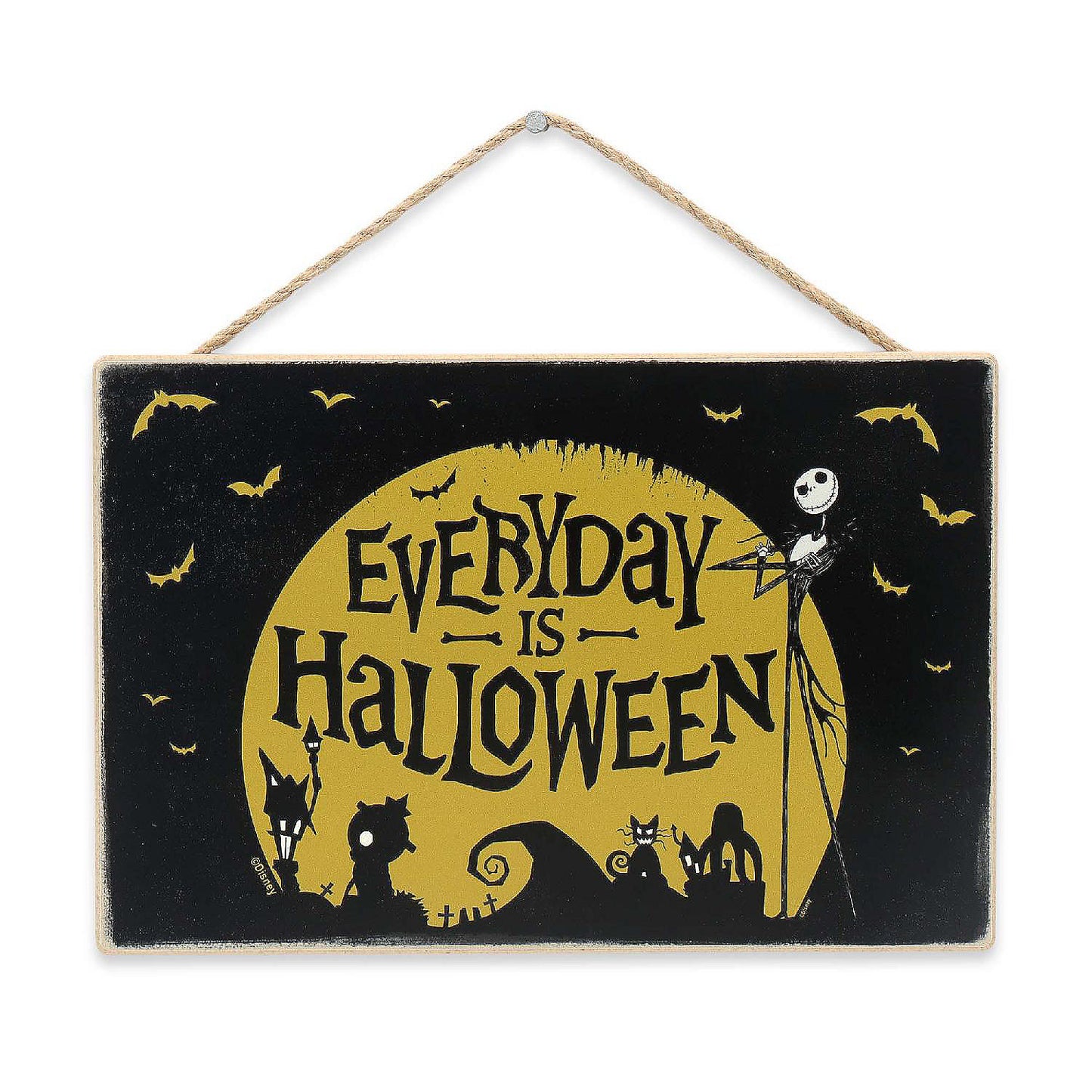 Disney 5x8 Disney Tim Burton's The Nightmare Before Christmas Everyday is Halloween Hanging Wood Wall Decor | USA Decoration®