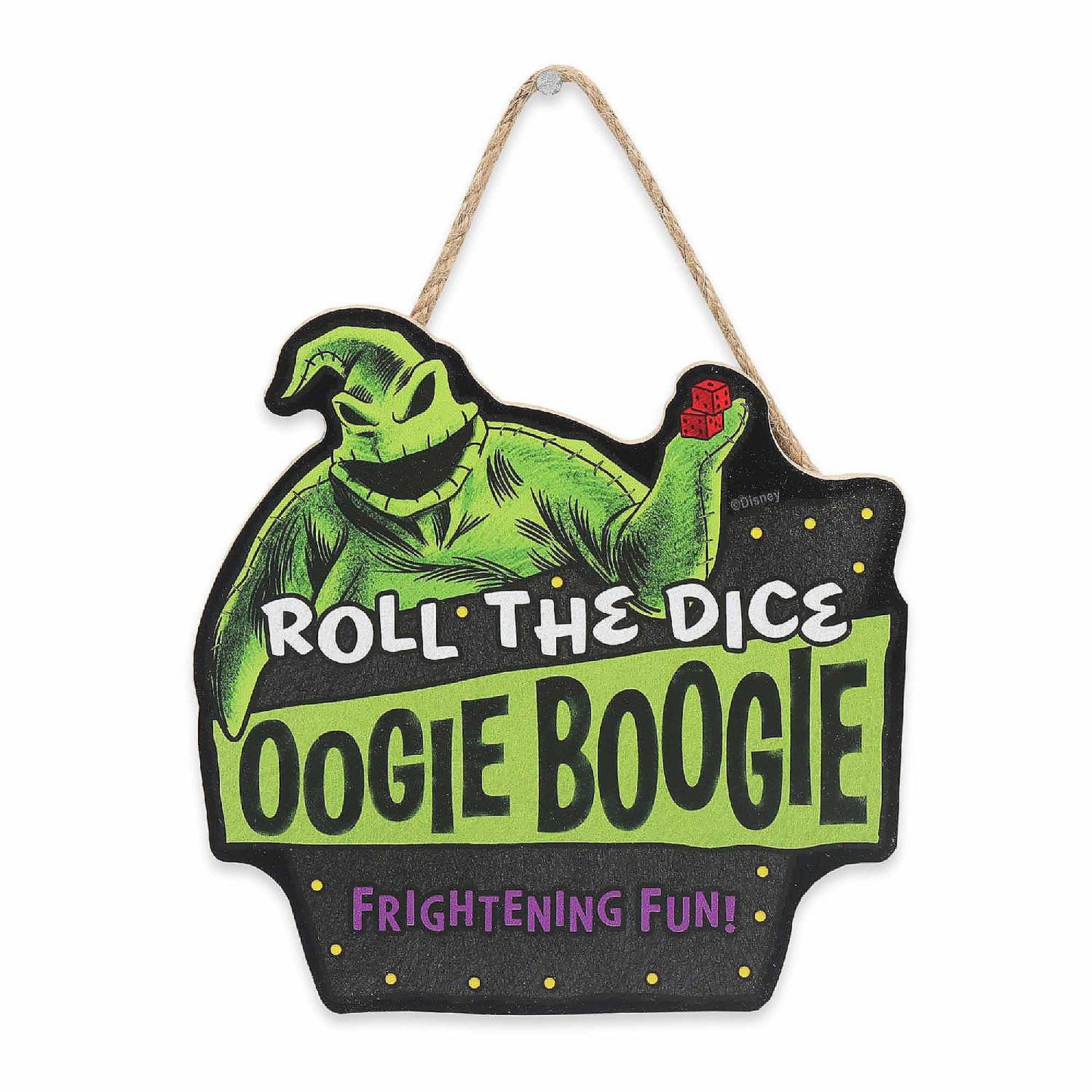 Disney 8x5 Disney Tim Burton's The Nightmare Before Christmas Roll the Dice Oogie Boogie Hanging Wood Wall Decor | USA Decoration®
