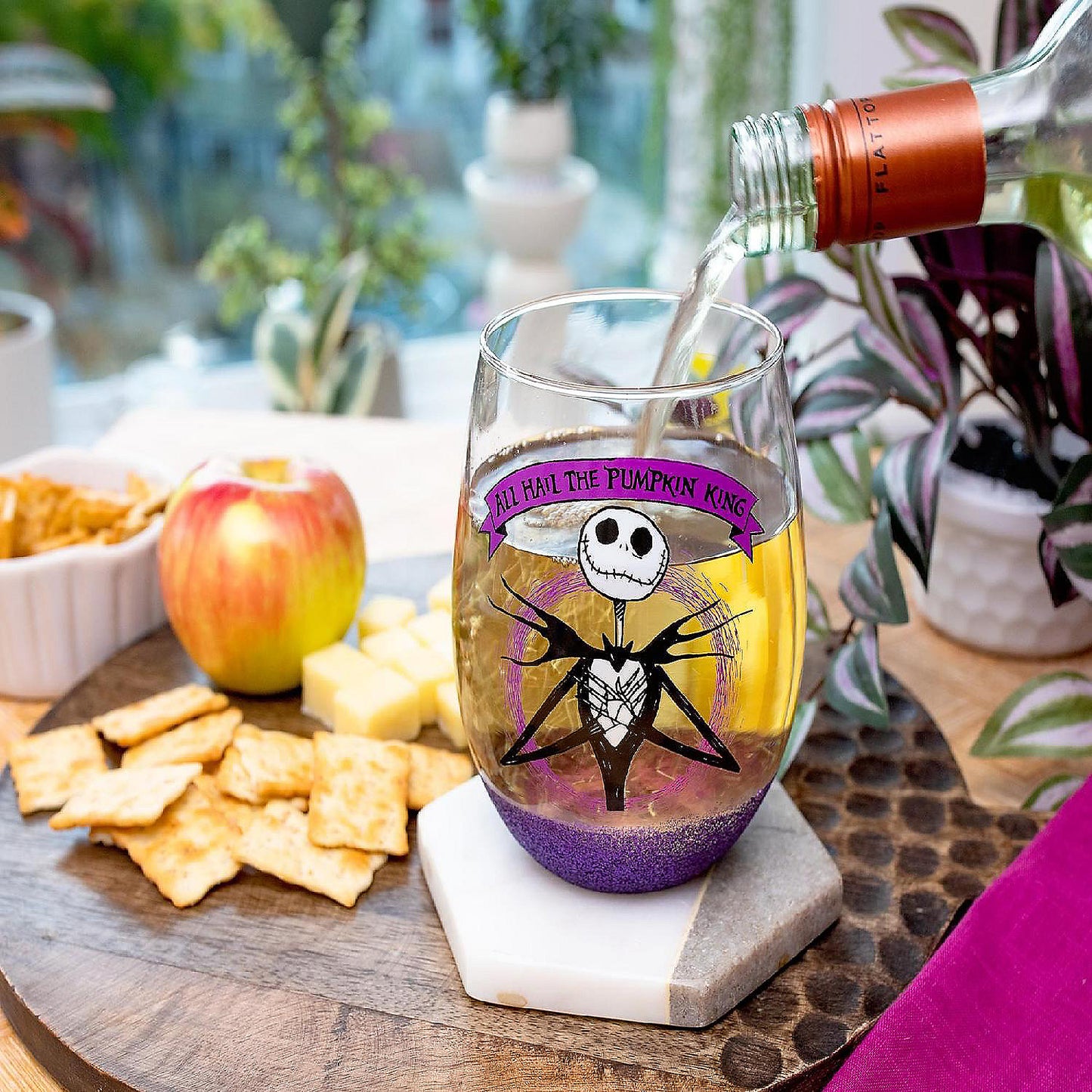 Disney Nightmare Before Christmas "All Hail Pumpkin King" Stemless Wine Glass | USA Decoration®