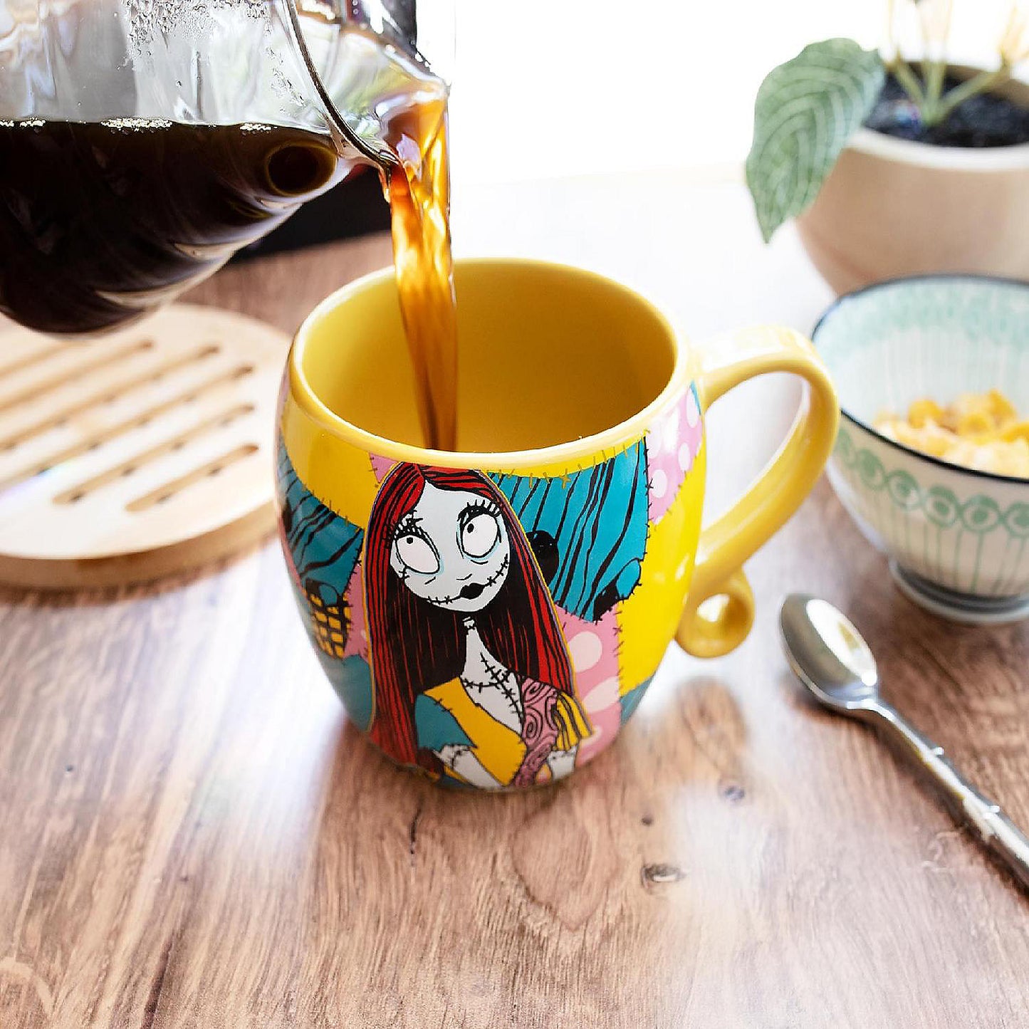Disney Nightmare Before Christmas Jack and Sally Patchwork Sculpted Ceramic Mug | USA Decoration®