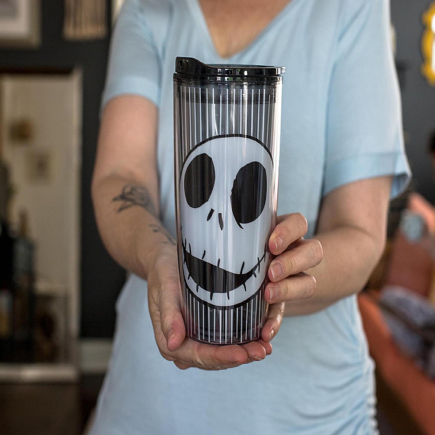 Disney Nightmare Before Christmas Jack Skull Plastic Travel Tumbler 20 Ounces | USA Decoration®