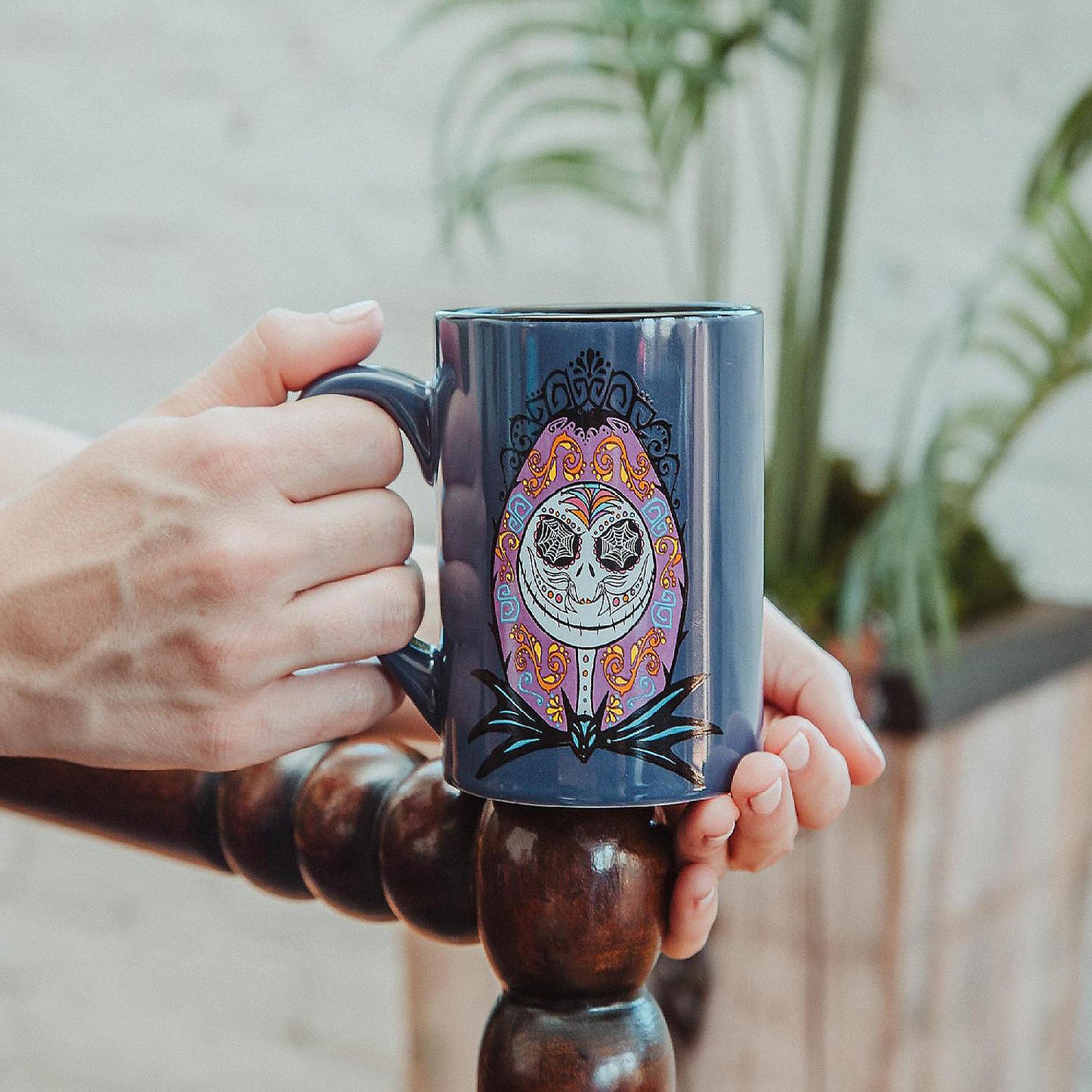 Disney Nightmare Before Christmas Sugar Skulls Jack and Sally Ceramic Mug Set | USA Decoration®