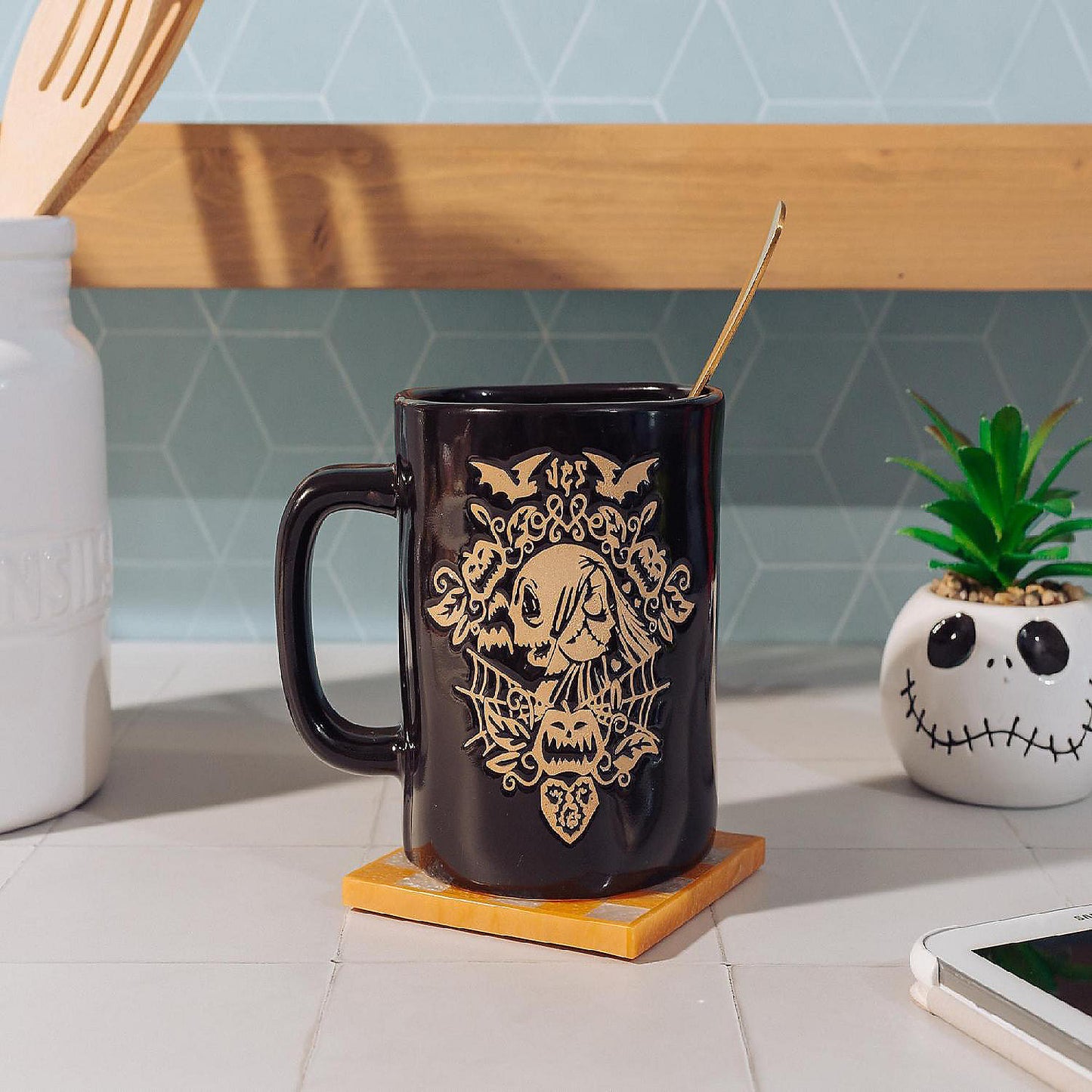 Disney The Nightmare Before Christmas Jack And Sally Wax-Resist Pottery Mug | USA Decoration®