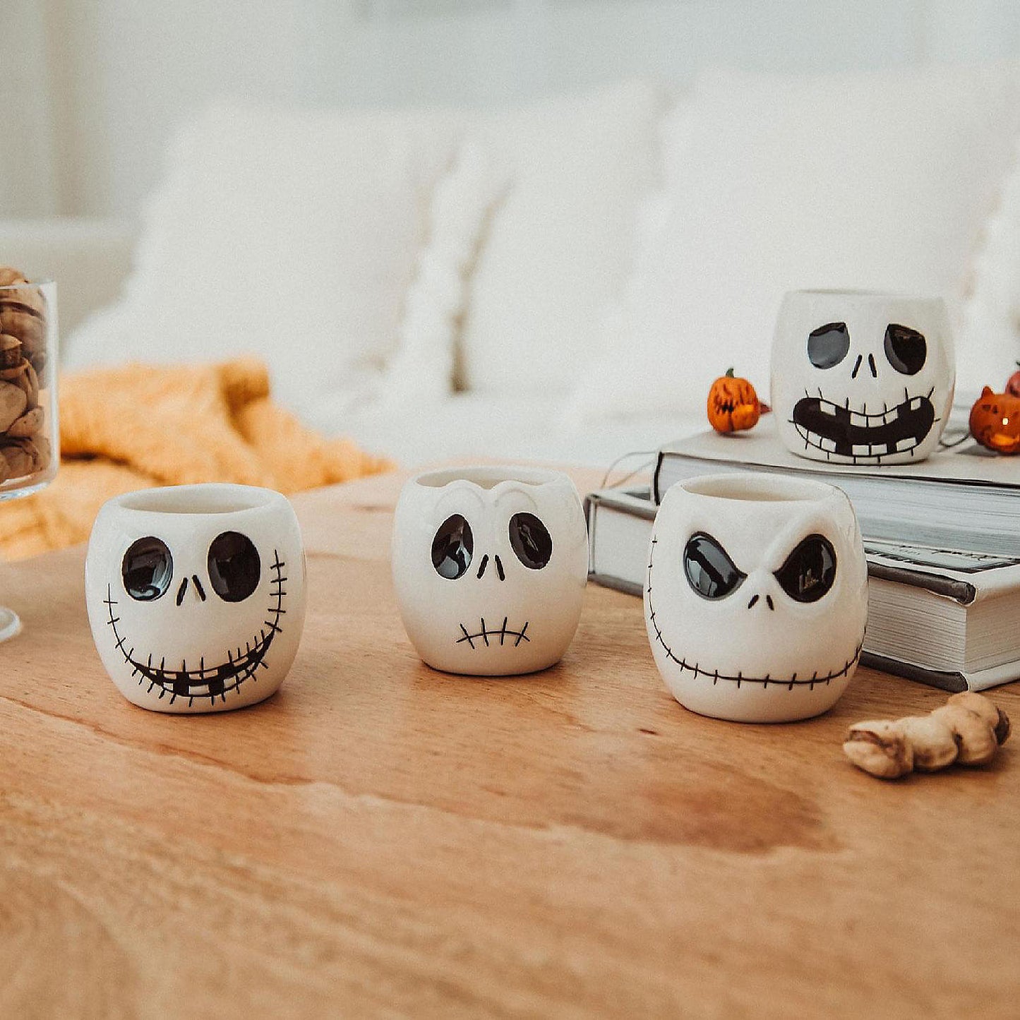 Disney The Nightmare Before Christmas Jack Faces Mini Ceramic Cups Shot Glass Set of 4 | USA Decoration®