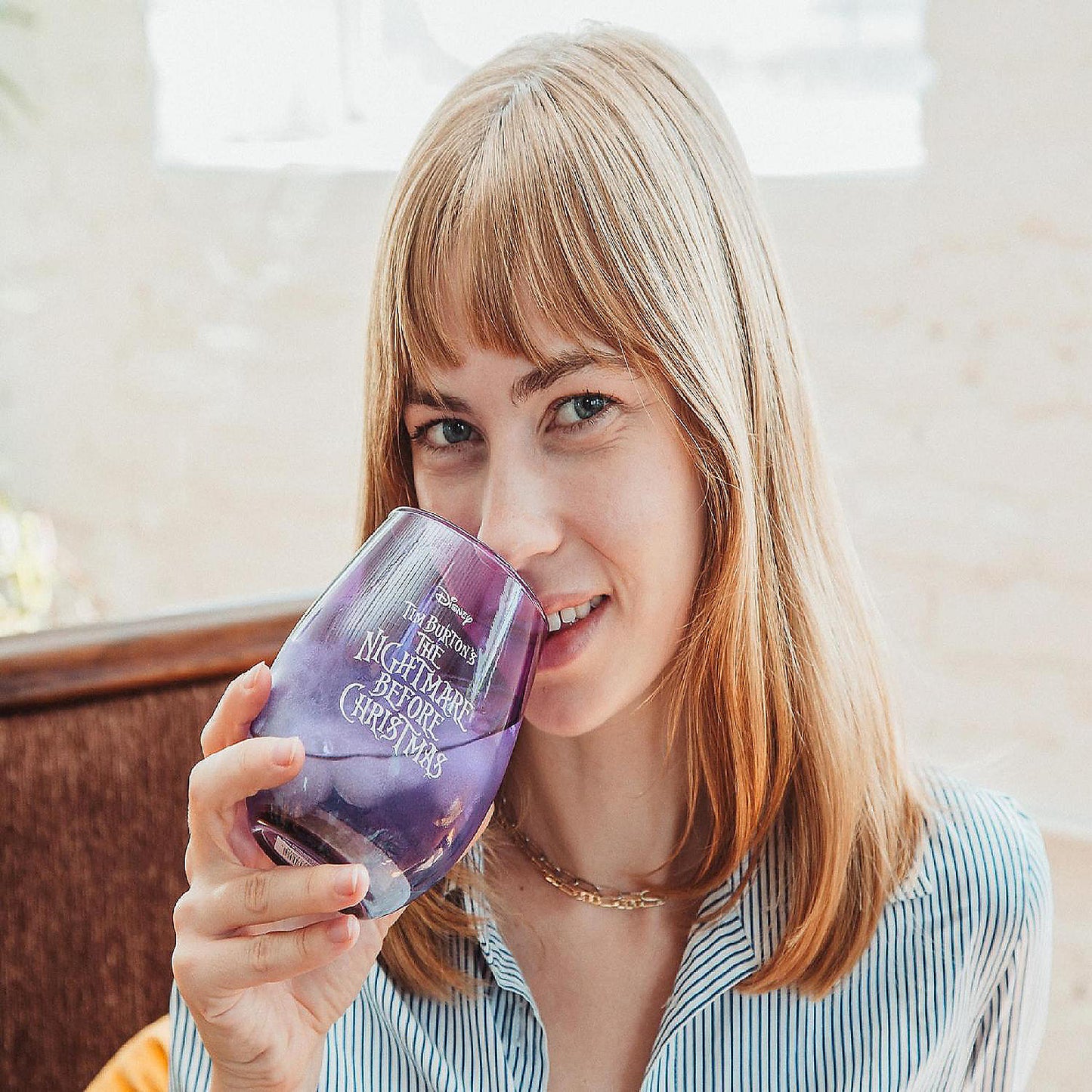 Disney The Nightmare Before Christmas Sally Purple Stemless Wine Glass | USA Decoration®