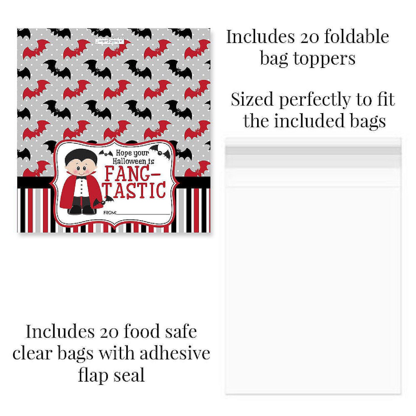 Dracula Halloween Bag Toppers 40pcs. by AmandaCreation | USA Decoration®