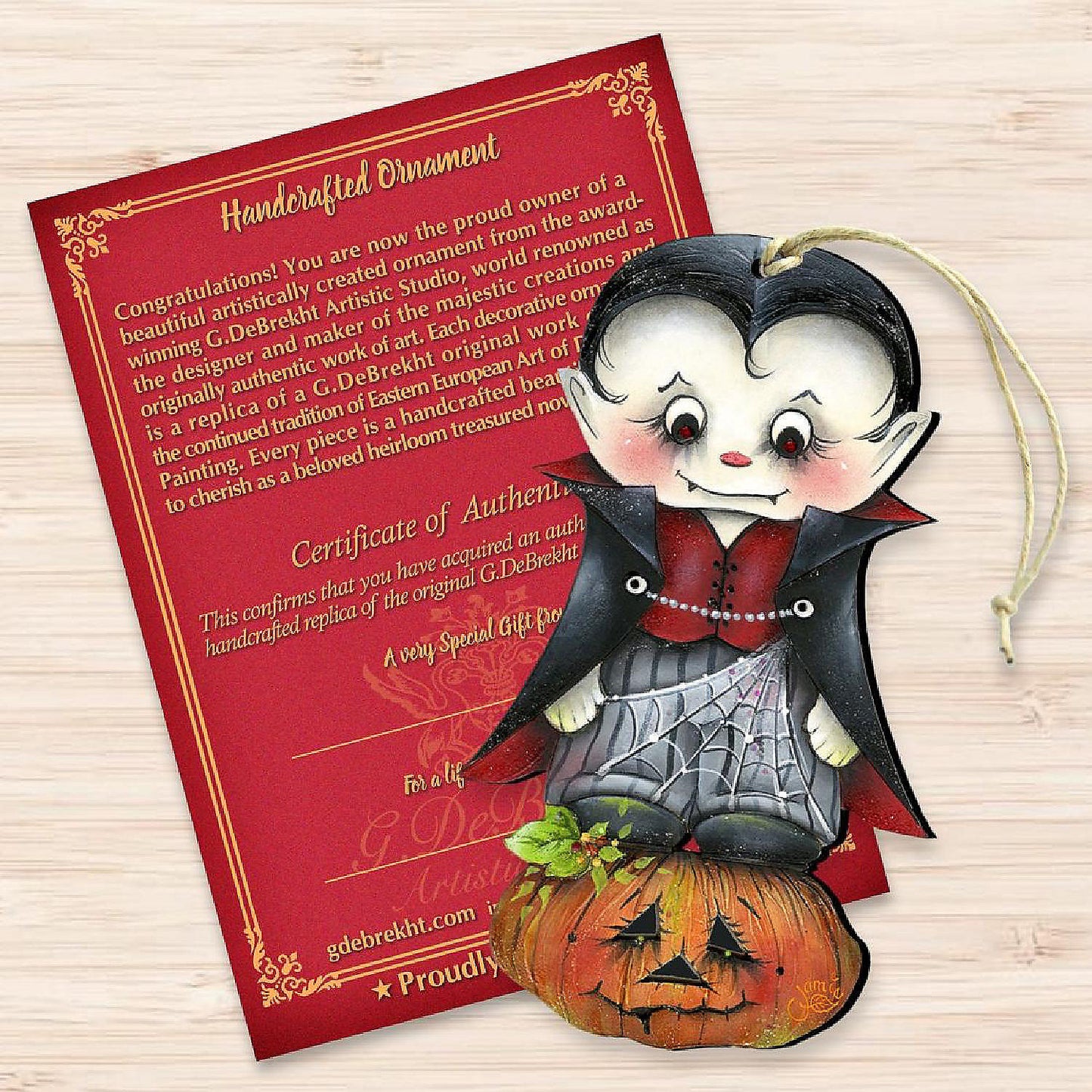 Dracula Wooden Ornament Halloween by J. Mills-Price - Thanksgiving Halloween Decor | USA Decoration®