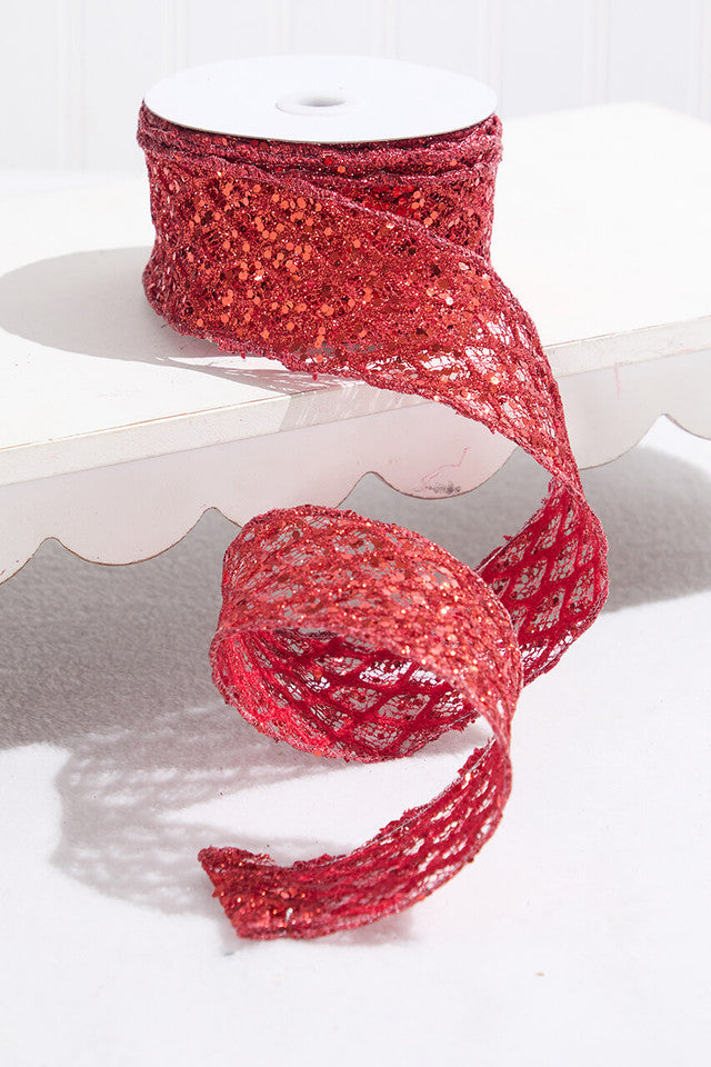 2.5" x 10 Yard Red Wired Ribbon Festive Holiday Craft Supply