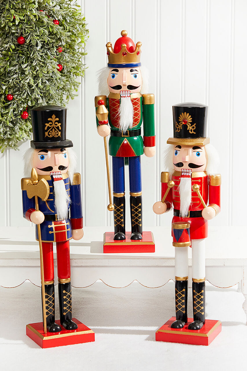15" Traditional Nutcracker 3 Assorted Holiday Figurines