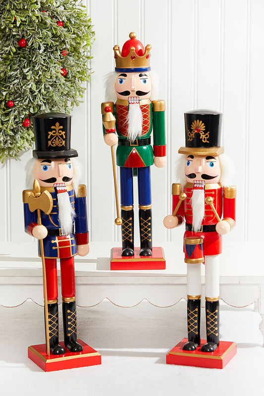 15" Traditional Nutcracker 3 Assorted Holiday Figurines