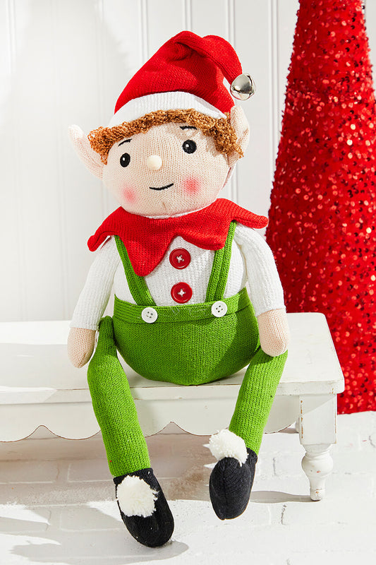 20" Fabric Alpine Sitting Santa Elf Christmas Decoration