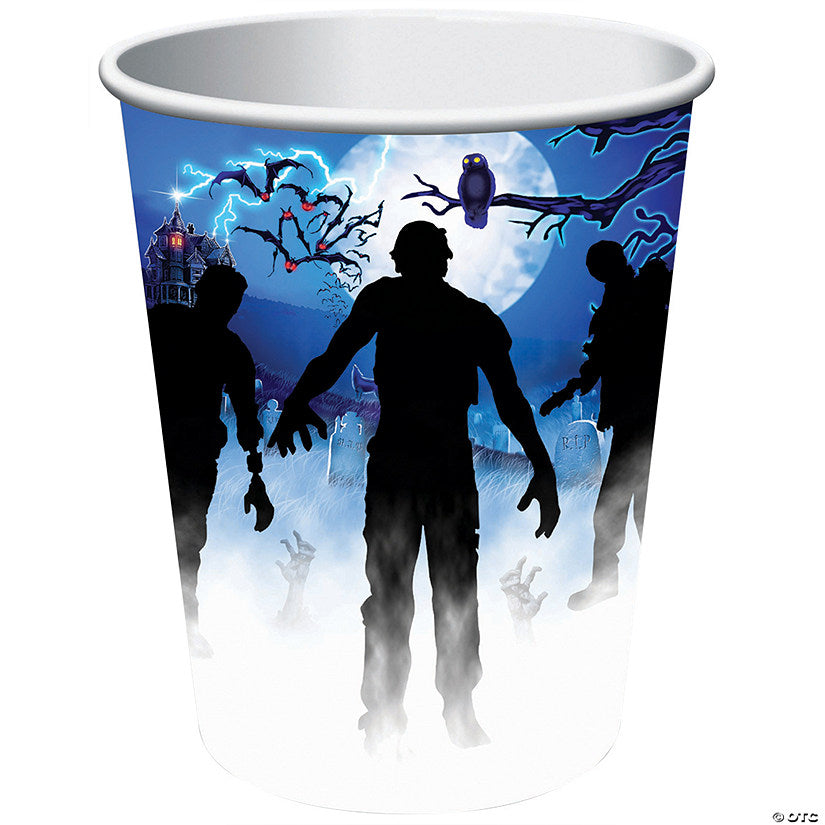 9 oz. Haunted Graveyard Zombie Party Disposable Paper Cups - 8 Ct. | USA Decoration®
