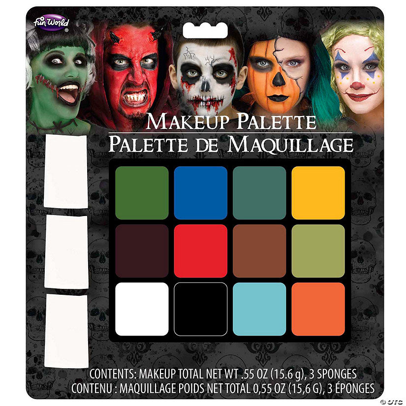 1 Piece(s): 12-Color Oil-Based Makeup Palette with Sponges | USA Decoration®