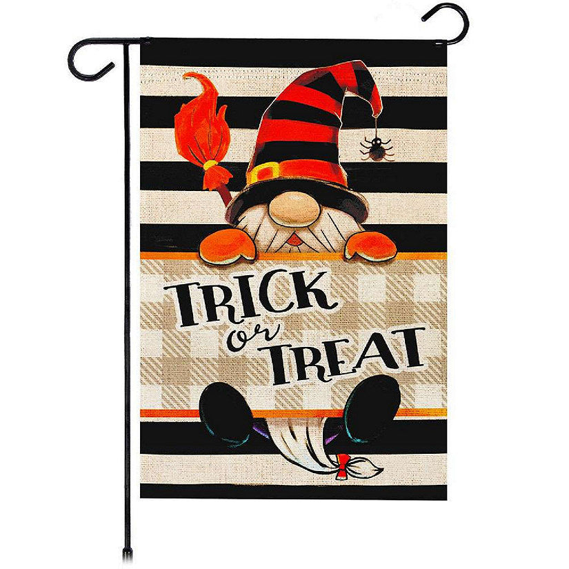 G128 12x18IN Halloween Trick or Treat Gnome Garden Flag Double Sided Halloween Garden Decoration | USA Decoration®