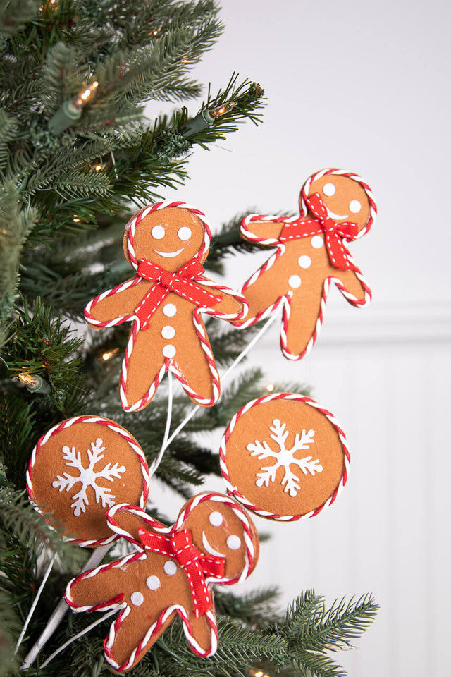 27 Inch Gingerbread Spray with Peppermint Outline for Holiday Decor