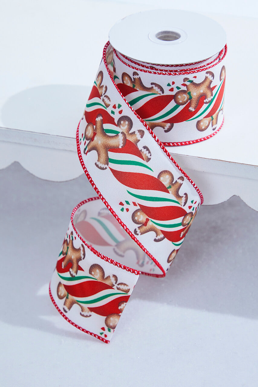 Gingerbread Man Wired Ribbon 2.5 Inch x 10 Yard Christmas Craft