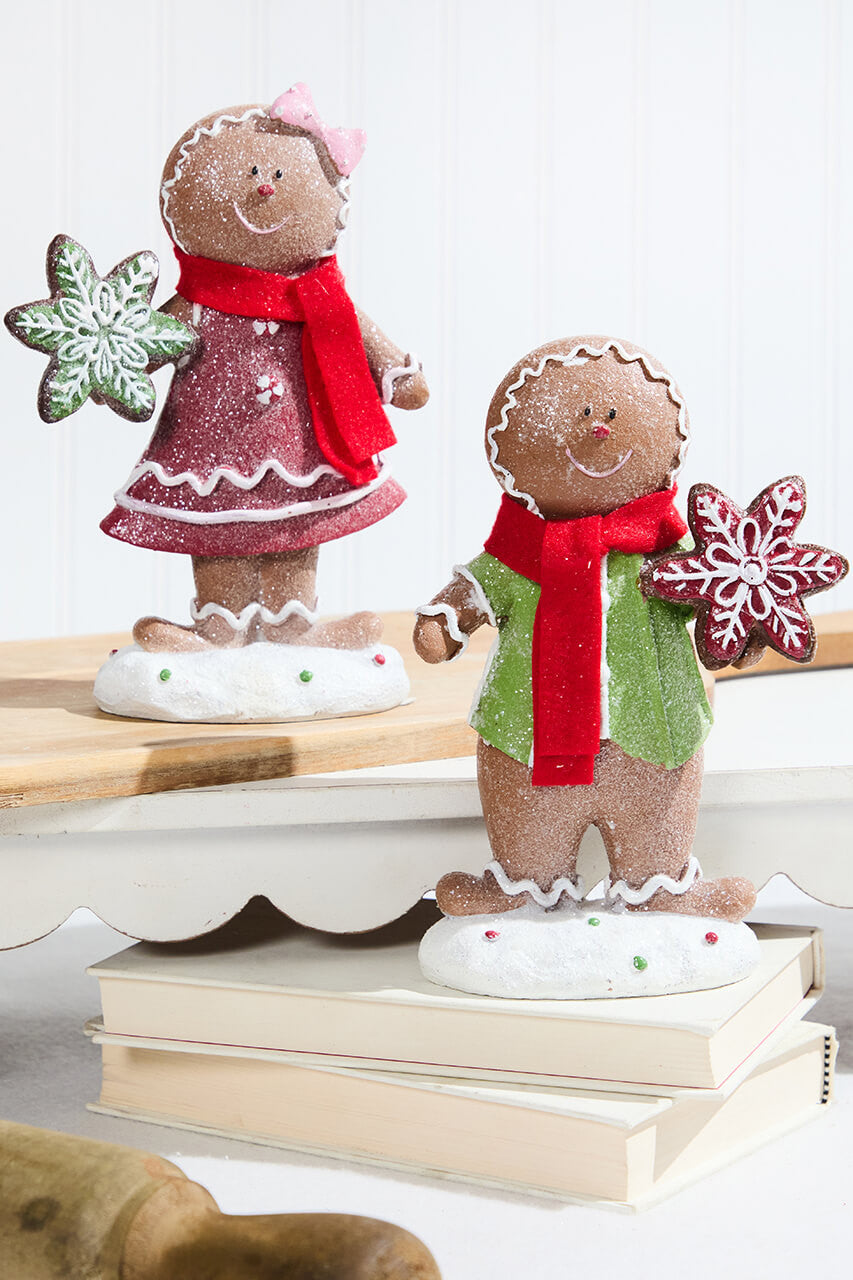 Resin Gingerbread Couple with Cookies 8.5 Inch Christmas Decoration