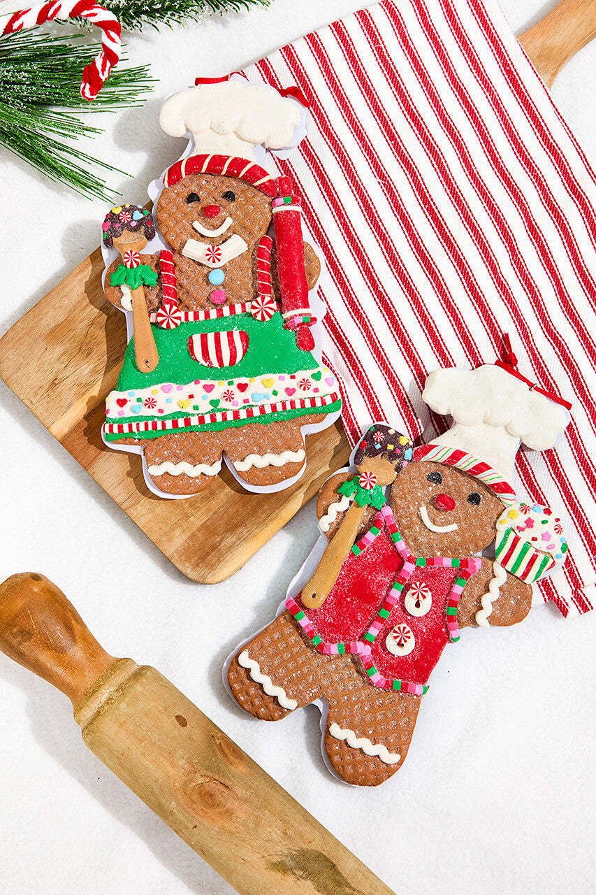 10" Clay Dough Gingerbread Chef Ornament Whimsical Holiday Kitchen Decoration for Christmas Trees & Baking Lovers