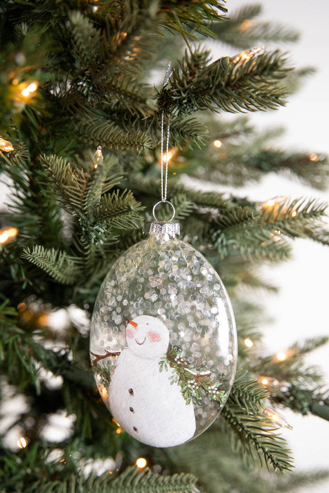 5” Snowman Family Glass Ornament Hand-Painted Holiday Tree Decoration