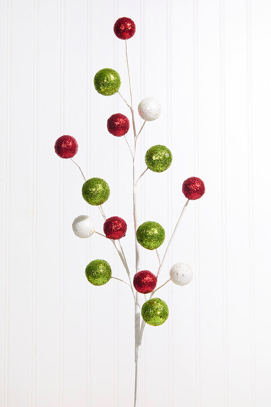 27.5? Glitter Ball Spray Sparkling Holiday Floral Accent