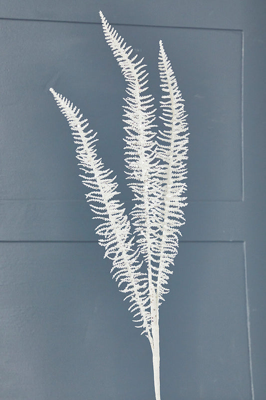 35 Inch Glitter Fern Spray White