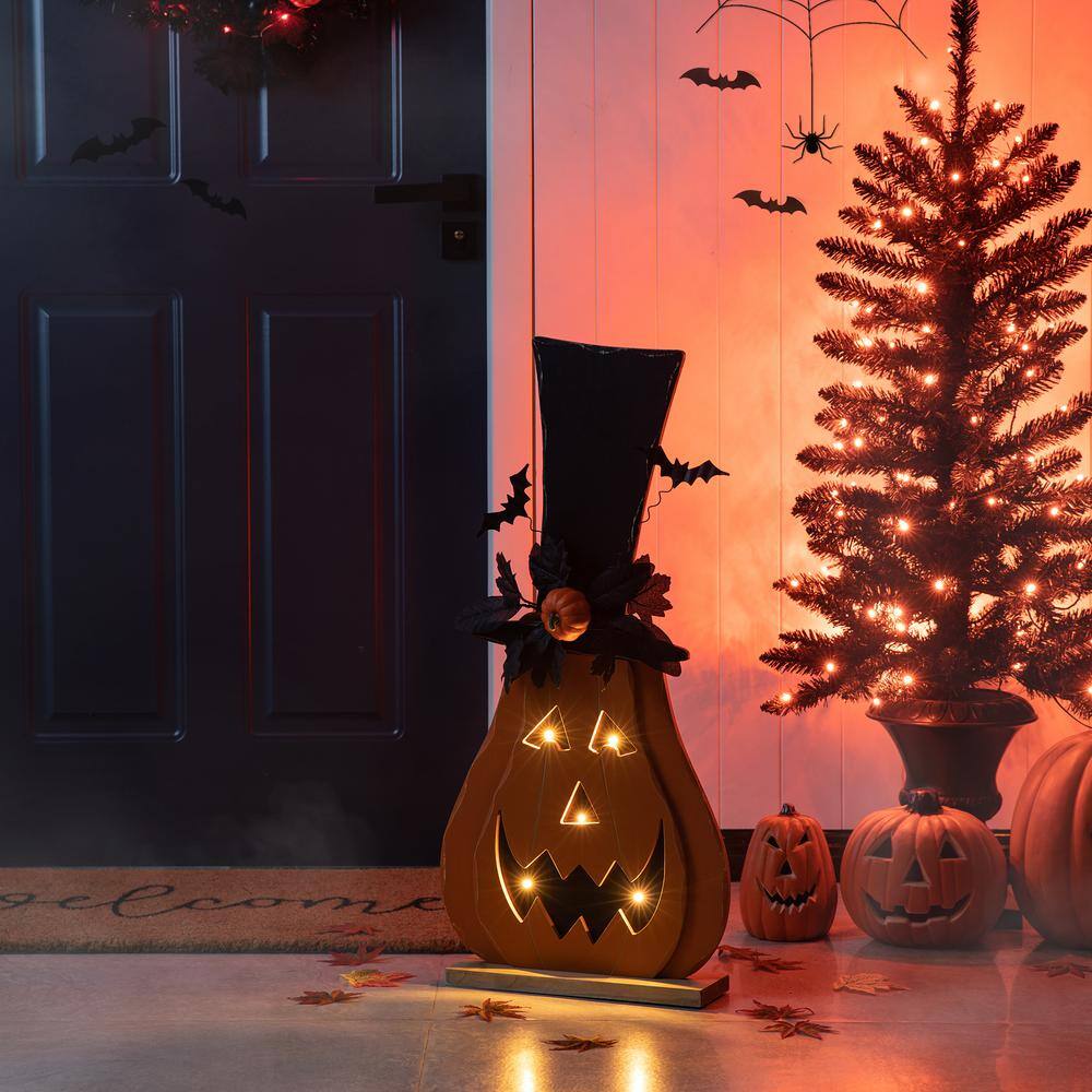 29.5 in. H Halloween Lighted Wooden Jack-O-Lantern