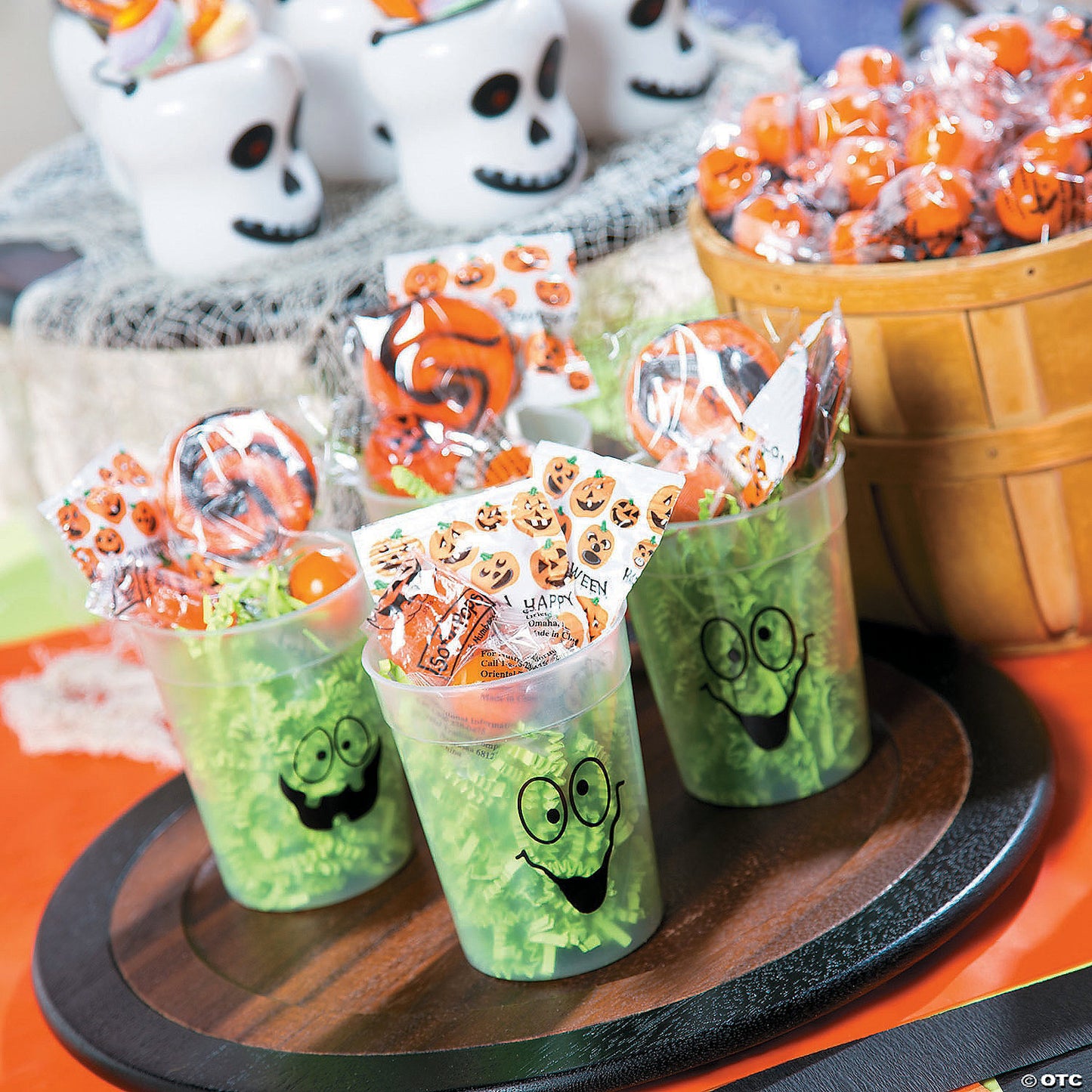 Glowing Spooky Face Halloween Plastic Cups - 12 Pc. | Perfect for Festive Dinner Parties | USA Decoration®