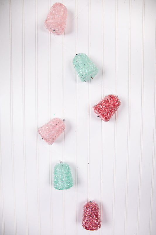 46” Ice Gumdrop Ornament Garland Frosted Candy-Inspired Holiday Garland for Whimsical Christmas Decor