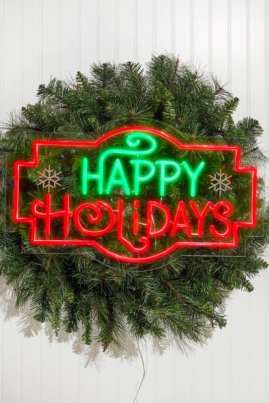 14 Inch Happy Holidays Lit Neon Sign Holiday Decoration