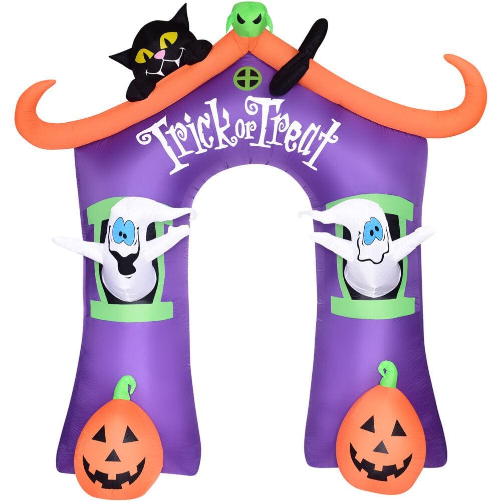 9 ft. Inflatable Pre-Lit Trick or Treat Walkway Arch with Black Cat, Jack-O-Lantern and Ghost | USA Decoration
