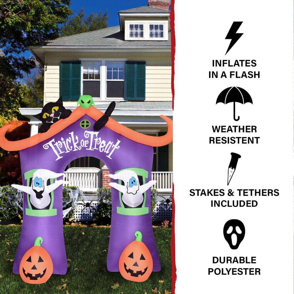 9 ft. Inflatable Pre-Lit Trick or Treat Walkway Arch with Black Cat, Jack-O-Lantern and Ghost | USA Decoration
