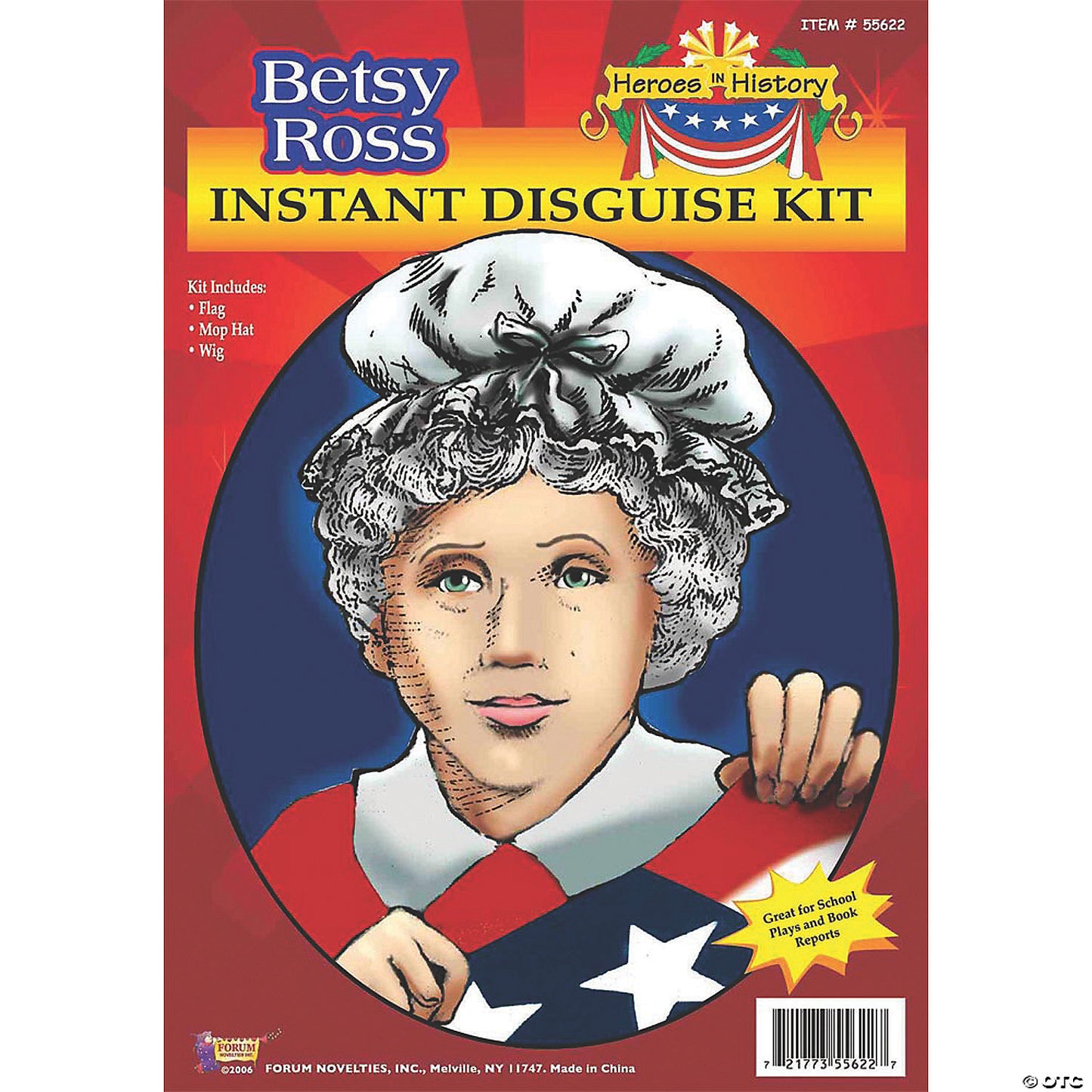 Heroes in History: Betsy Ross Costume Wig, Hat & Flag | USA Decoration®