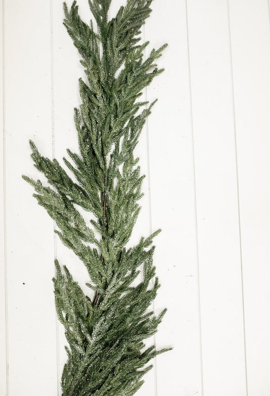 48” Iced Garden Norfolk Pine Garland Frosted Faux Greenery for Winter & Holiday Decor