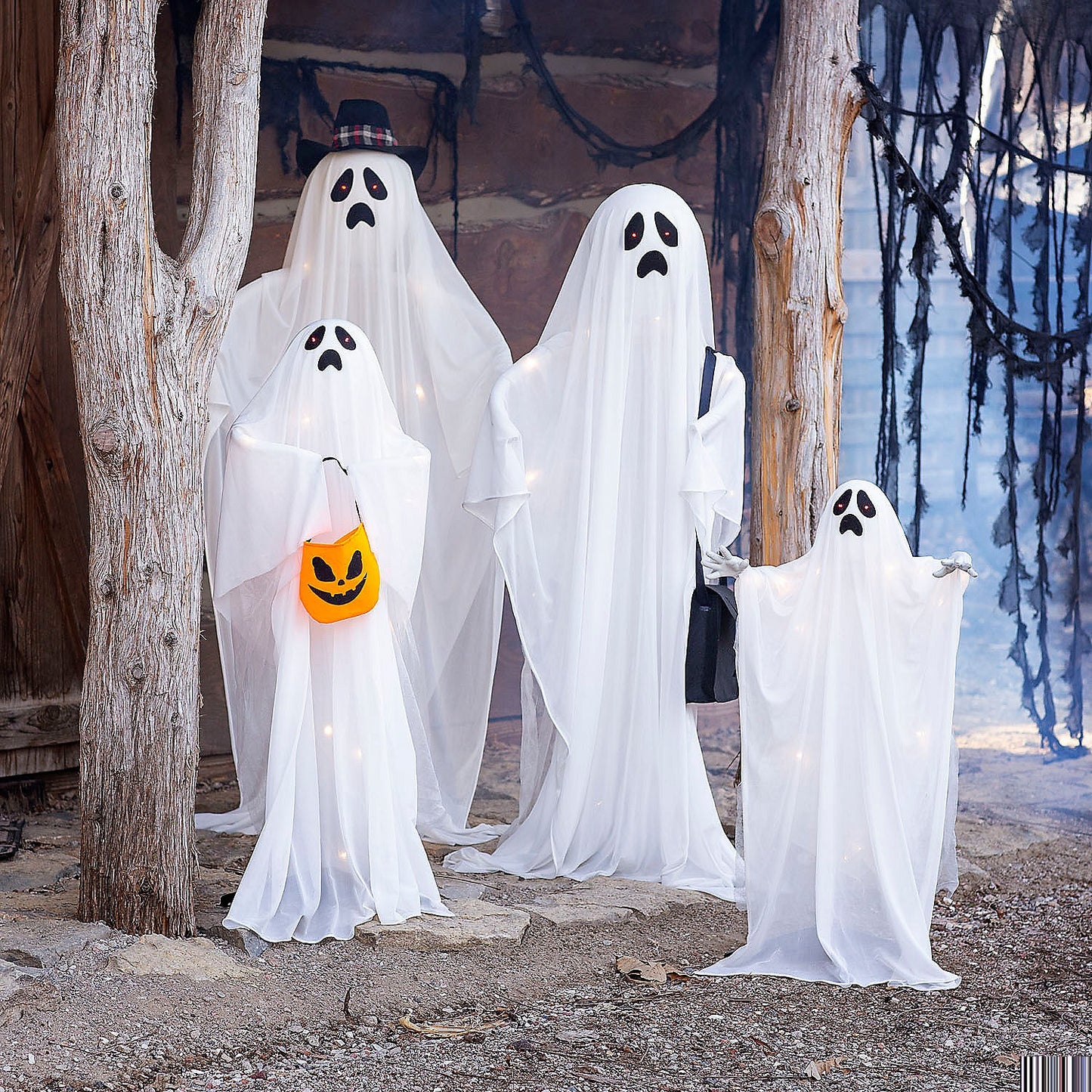 Light-Up Standing Ghost Family Halloween Decorations 62 3/4"