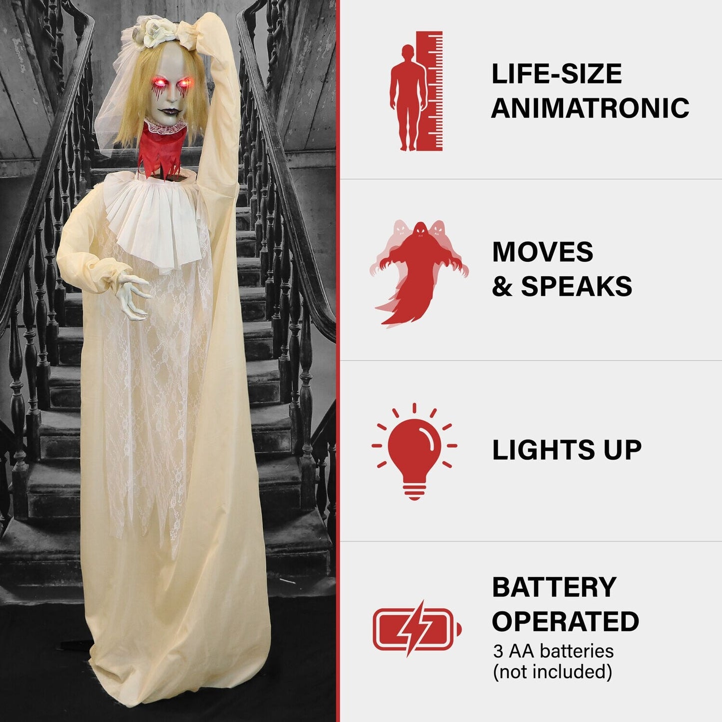 Haunted Hill Farm 5.83-ft Freestanding Talking Lighted Poppy Zombie Animatronic