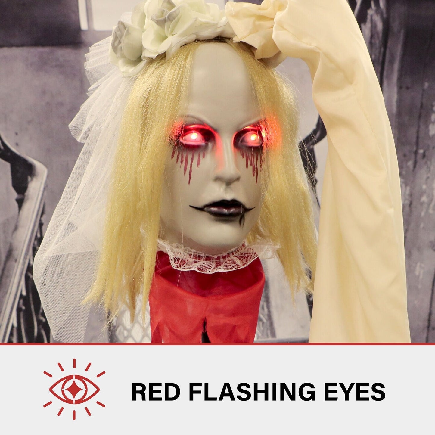 Haunted Hill Farm 5.83-ft Freestanding Talking Lighted Poppy Zombie Animatronic