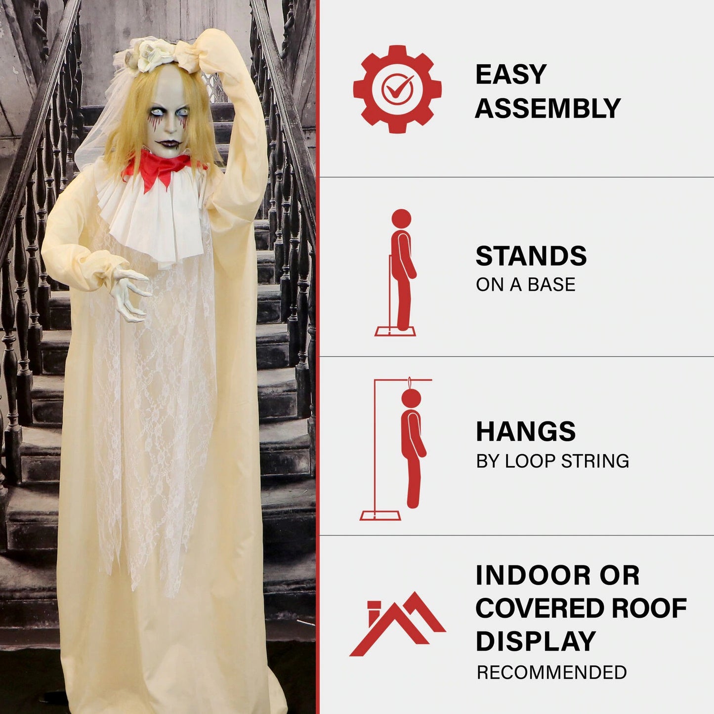 Haunted Hill Farm 5.83-ft Freestanding Talking Lighted Poppy Zombie Animatronic