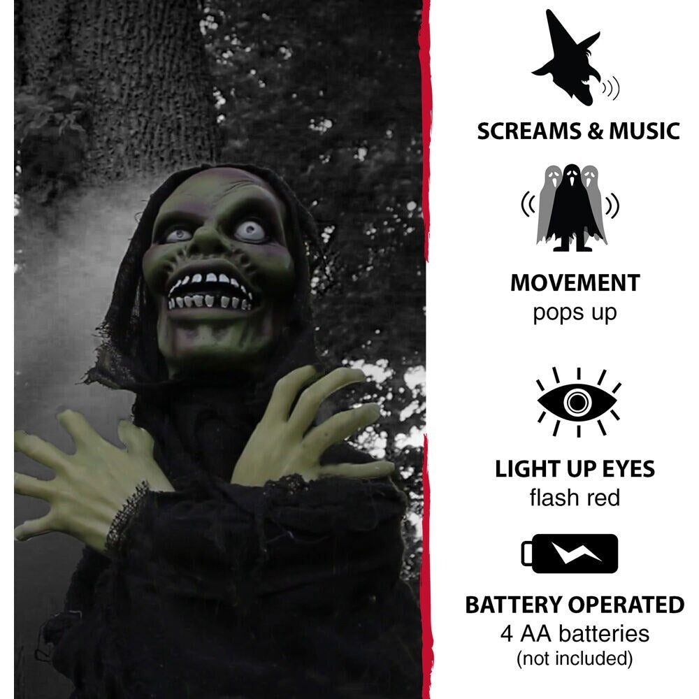 Haunted Hill Farm 2-ft Freestanding Musical Lighted Ghost Animatronic