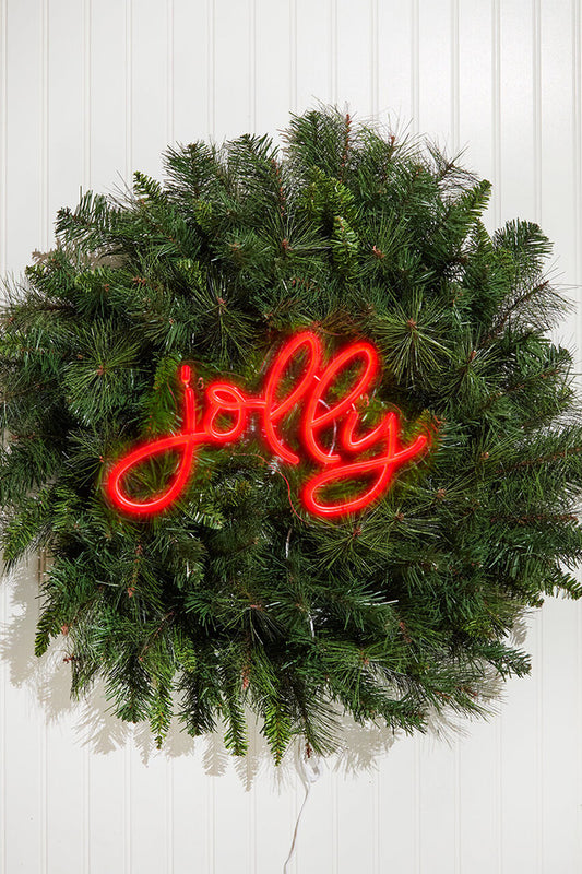 14" Lit Neon Jolly Sign Festive Holiday LED Decoration