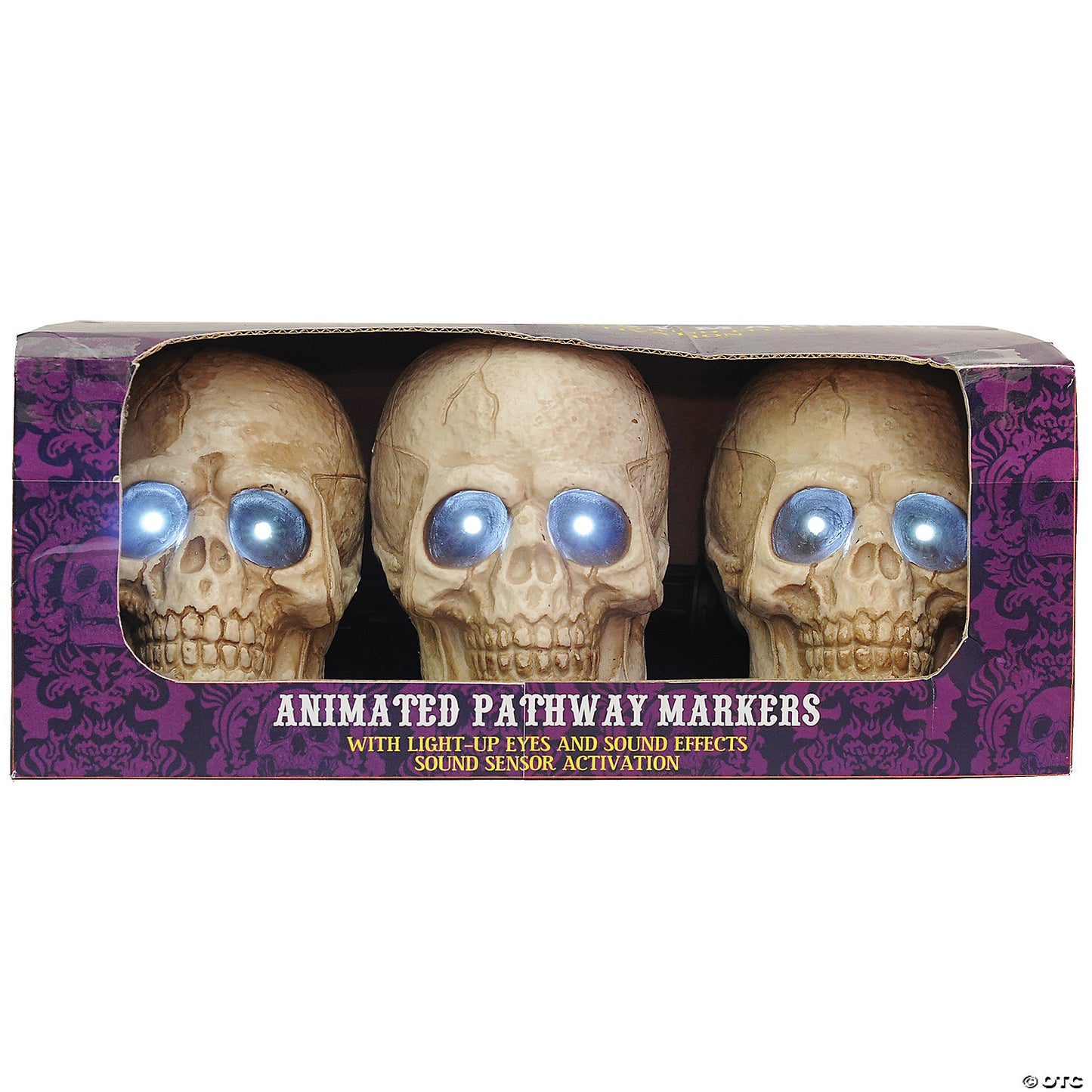 Lighted Skull Pathway Markers Decoration - Set of 3 | USA Decoration®