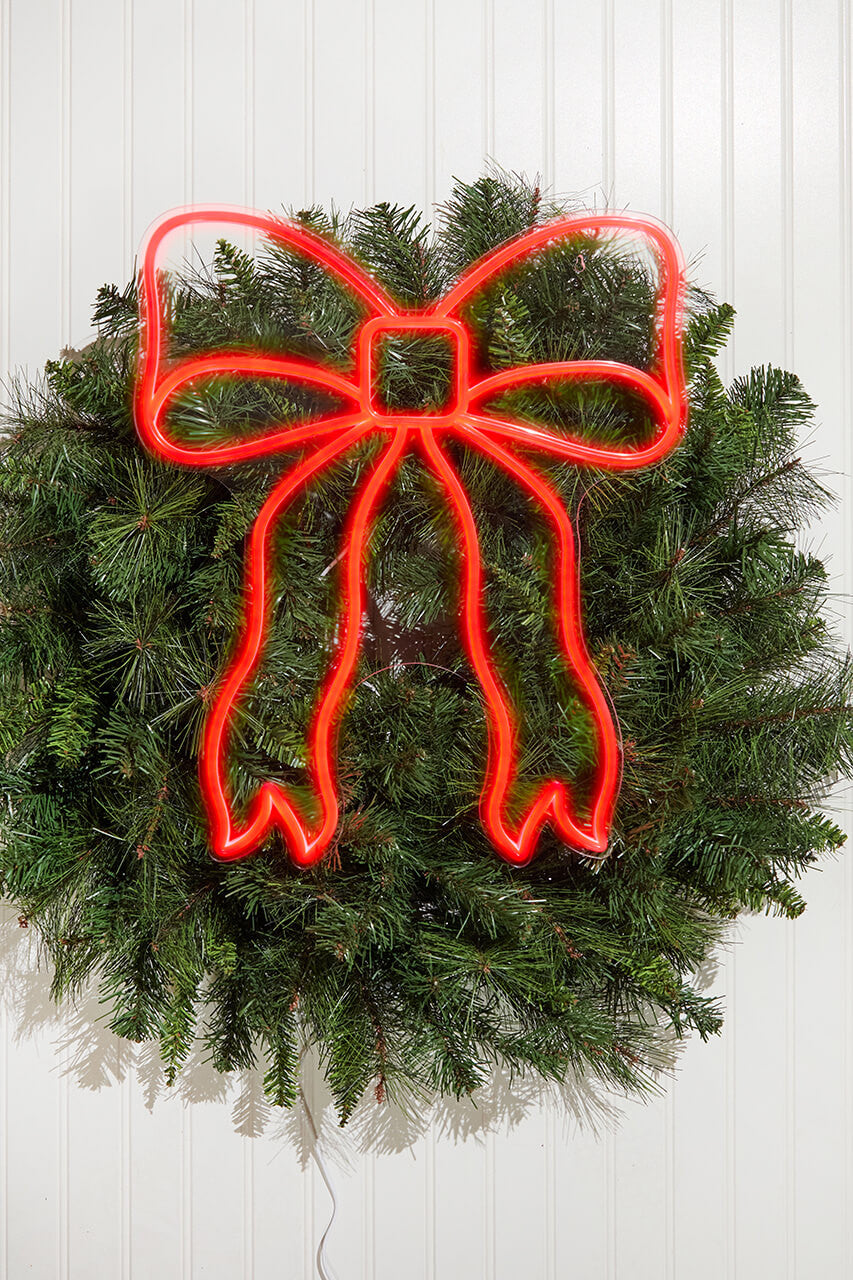 19.3 Inch Bow Lit Neon Sign Holiday Decoration