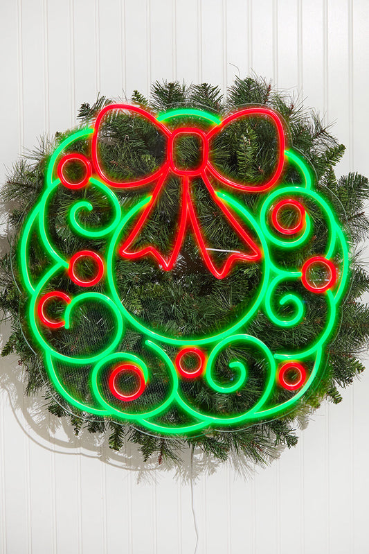23 Inch Wreath With Swirls Lit Neon Sign