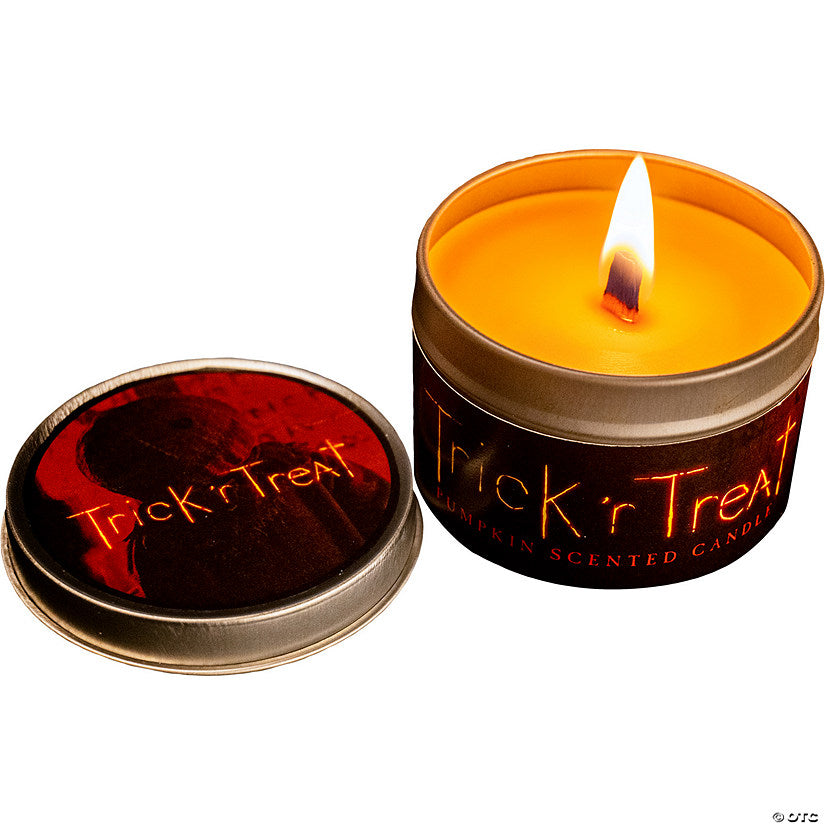 1 Piece(s): Trick ’r Treat™ Pumpkin Scented Orange Candle with Tin | USA Decoration®