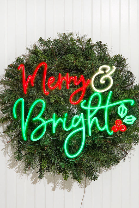 24 Inch Merry & Bright Lit Neon Sign Holiday Decoration