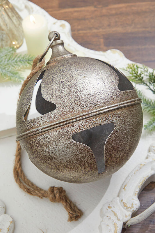 8” Metal Hanging Bell Ornament for Holiday Décor