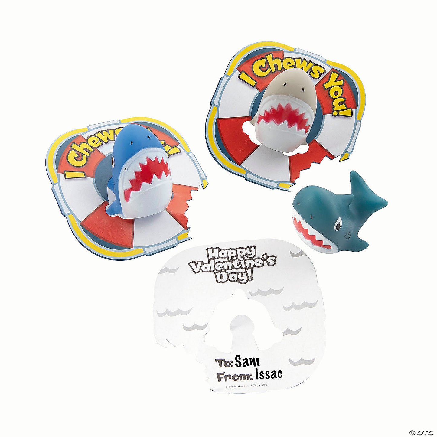 Mini Shark Finger Puppet Valentine Exchanges with Card for 12 | USA Decoration®