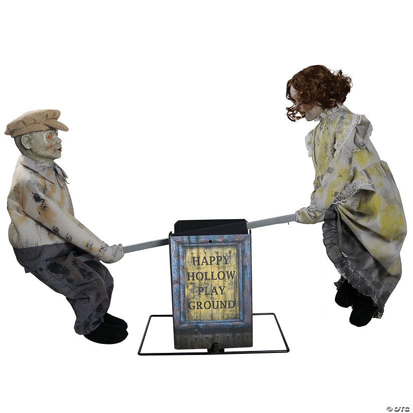 4 Ft. x 3 Ft. Seesaw Creepy Dolls Animated Prop Halloween Decoration | USA Decoration®