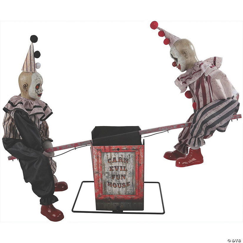 3 Ft. Animated See-Saw Clowns Halloween Decoration | USA Decoration®